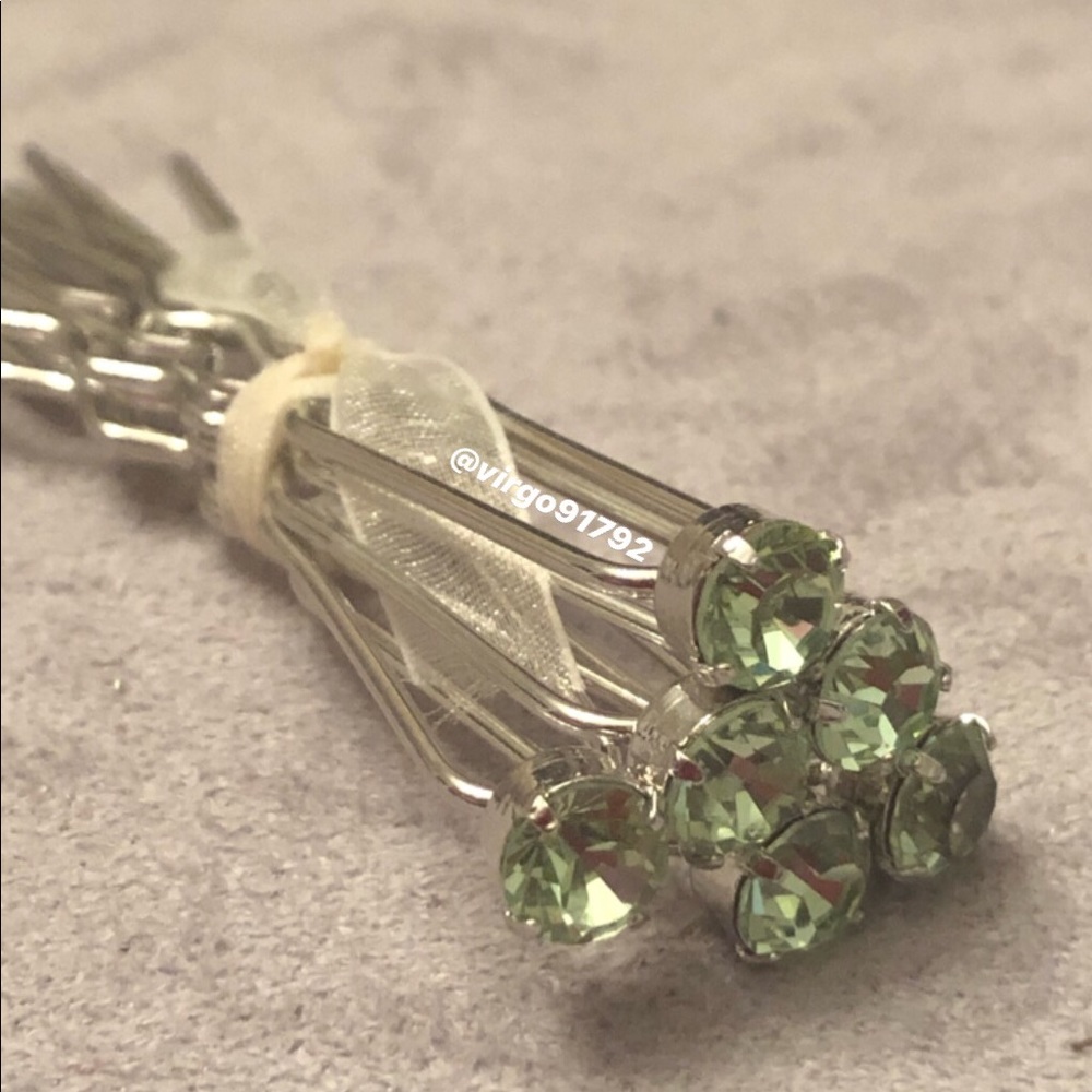 Green Jeweled Hair Pins